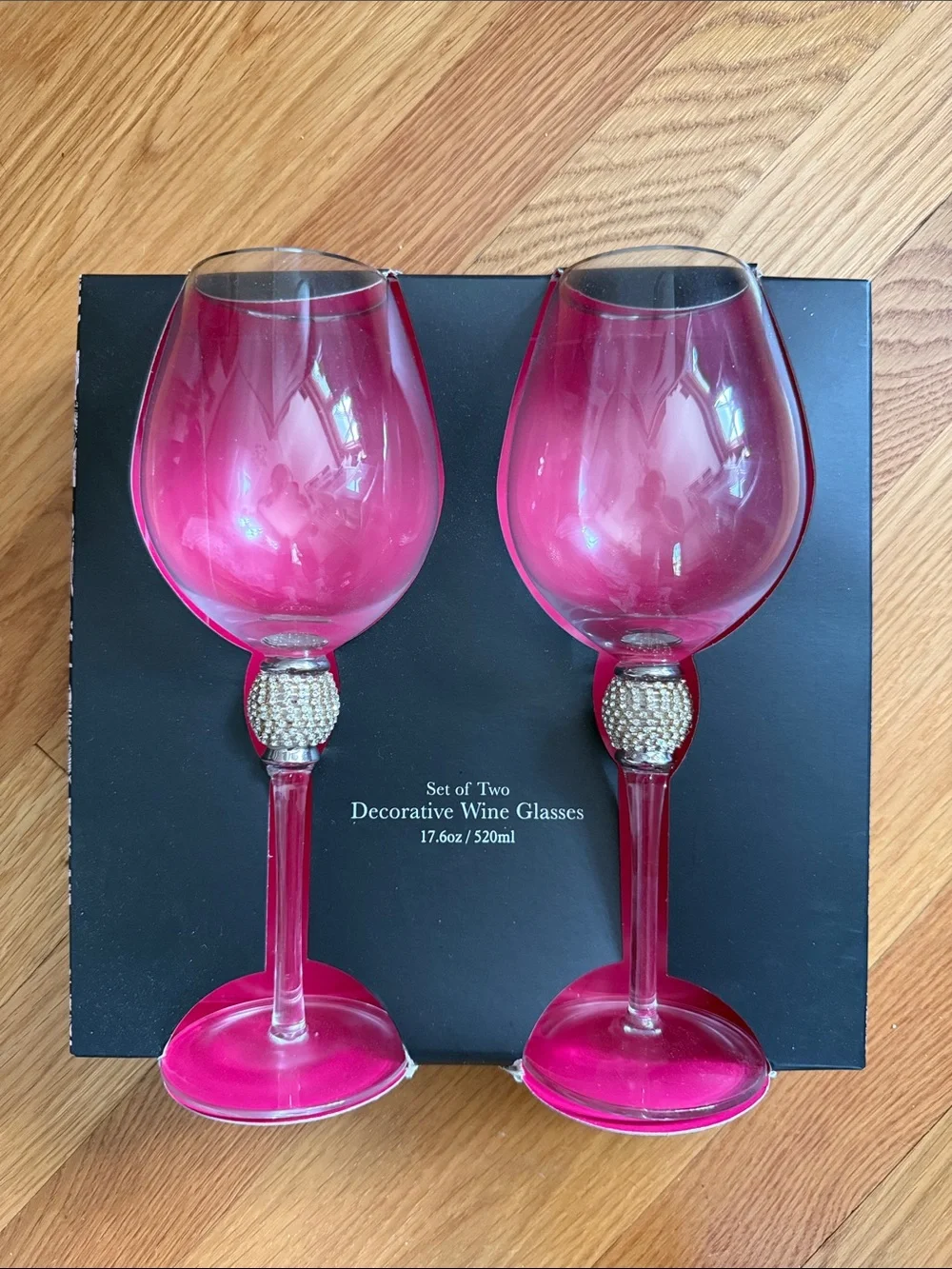 Christian Siriano Hot Pink Wine Glasses with Crystal-Stem Accents - Set of 2